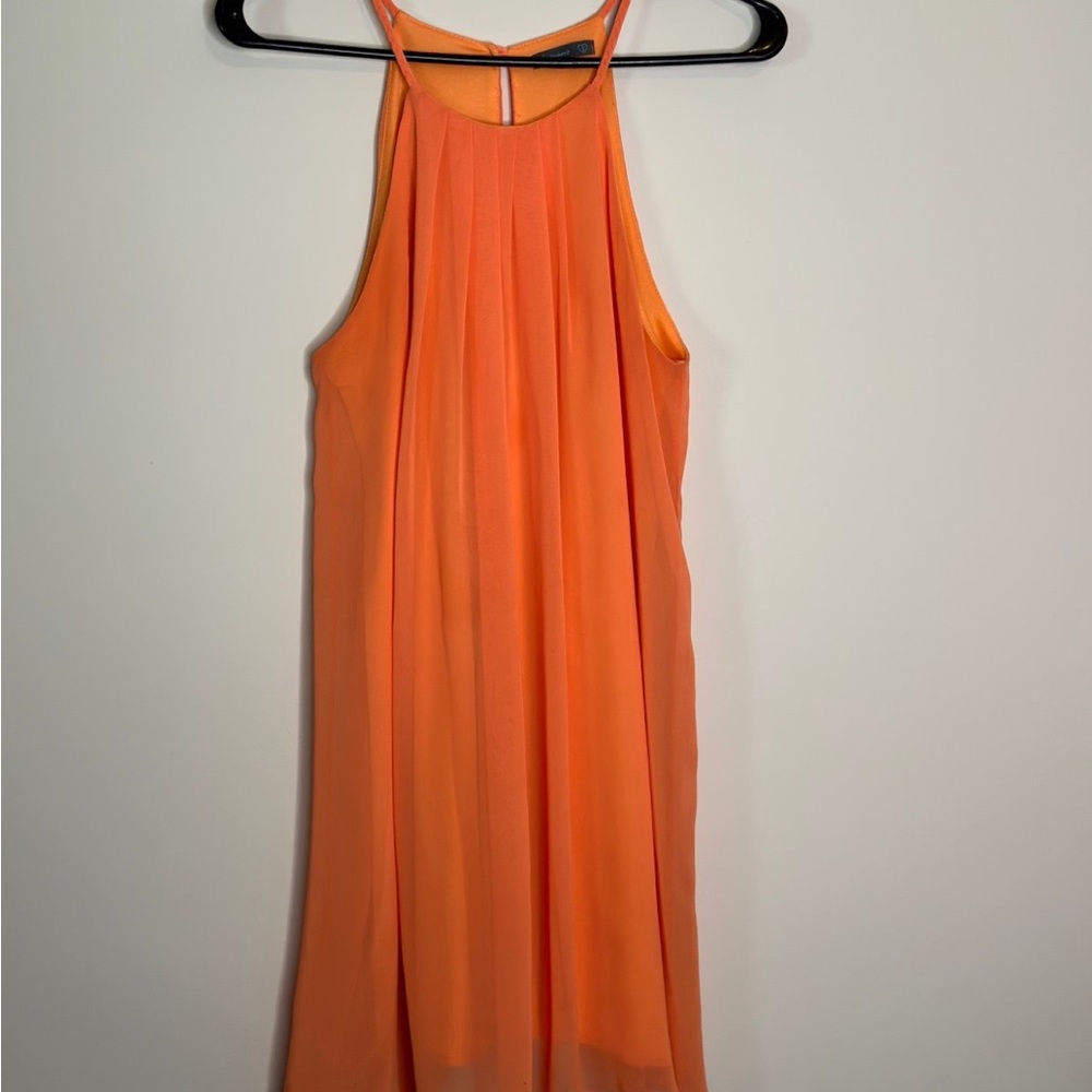 Orange flowy halter dress